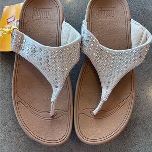 Fitflop Cream Sandals with Decorative Straps